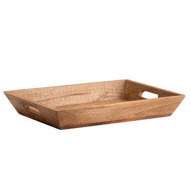 Dienblad Eva - naturel - mangohout - 40x30x6 cm - Leen Bakker