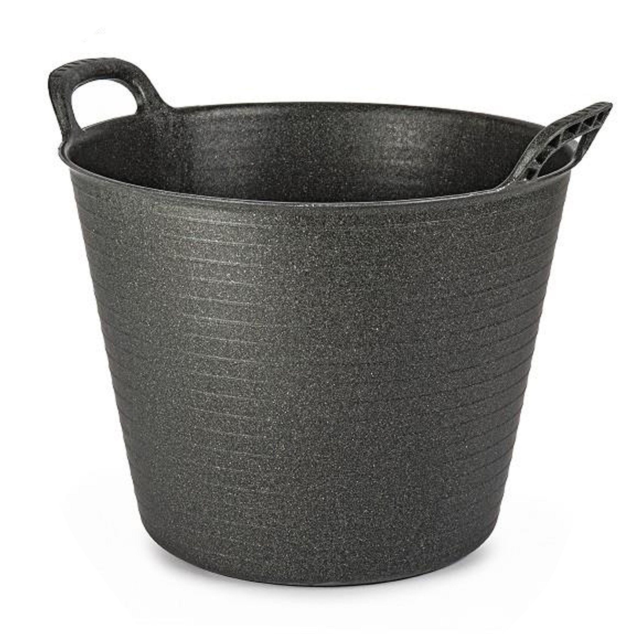 Flexibele emmer/kuip - zwart - 42 liter - ECO kunststof - rond - 38 x 45 cm -