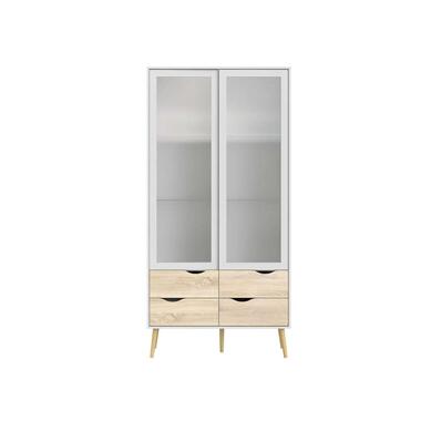 Buffetkast Delta - wit/eiken - 200,1x98,7x39,1 cm - Leen Bakker