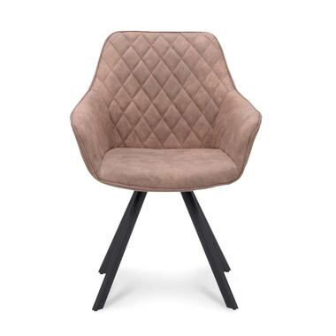 Eetkamerstoel Riley - stof - mocca (2 stuks) - Leen Bakker