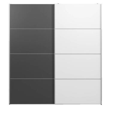 Schuifdeurkast Verona antraciet - antraciet/wit - 200x182x64 cm - Leen Bakker