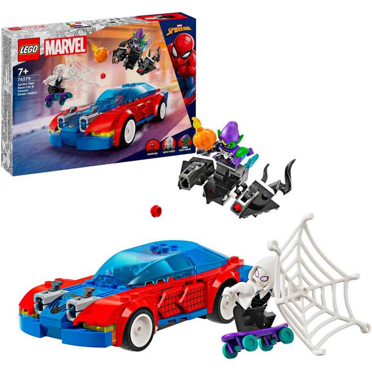 LEGO Marvel - Spider-Man racewagen en Venom Green Goblin constructiespeelgoed 76279
