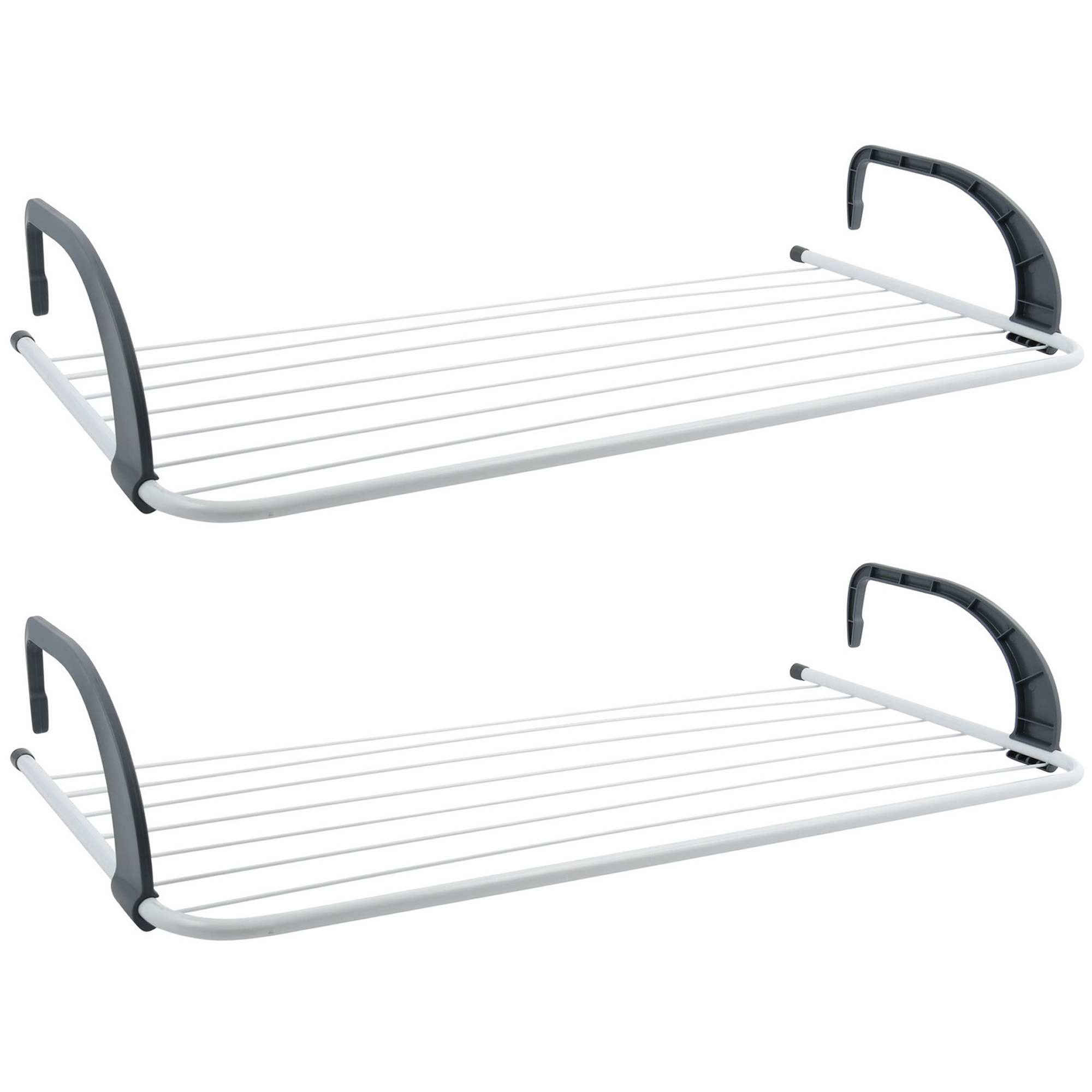 Inklapbaar klein wasgoedrekje/droogrek - 2x - 7 meter waslijn - Ophangbaar - 36 x 74 cm -