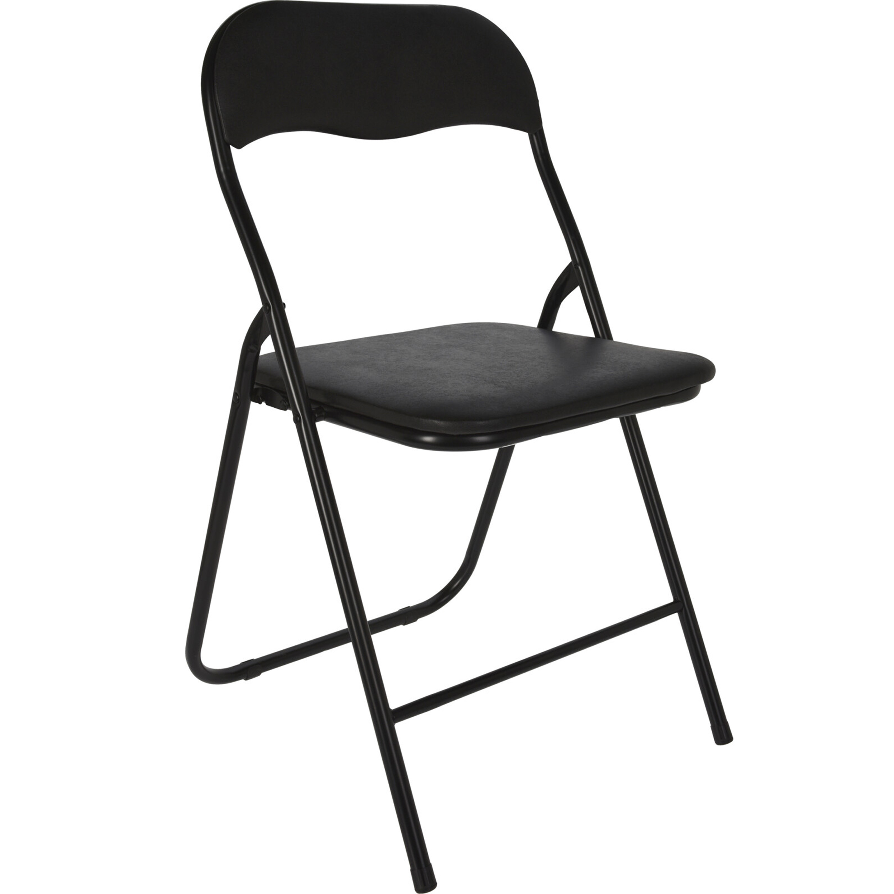 Klapstoel met kunstleer zitting - zwart - 40 x 38 x 88 cm - metaal -