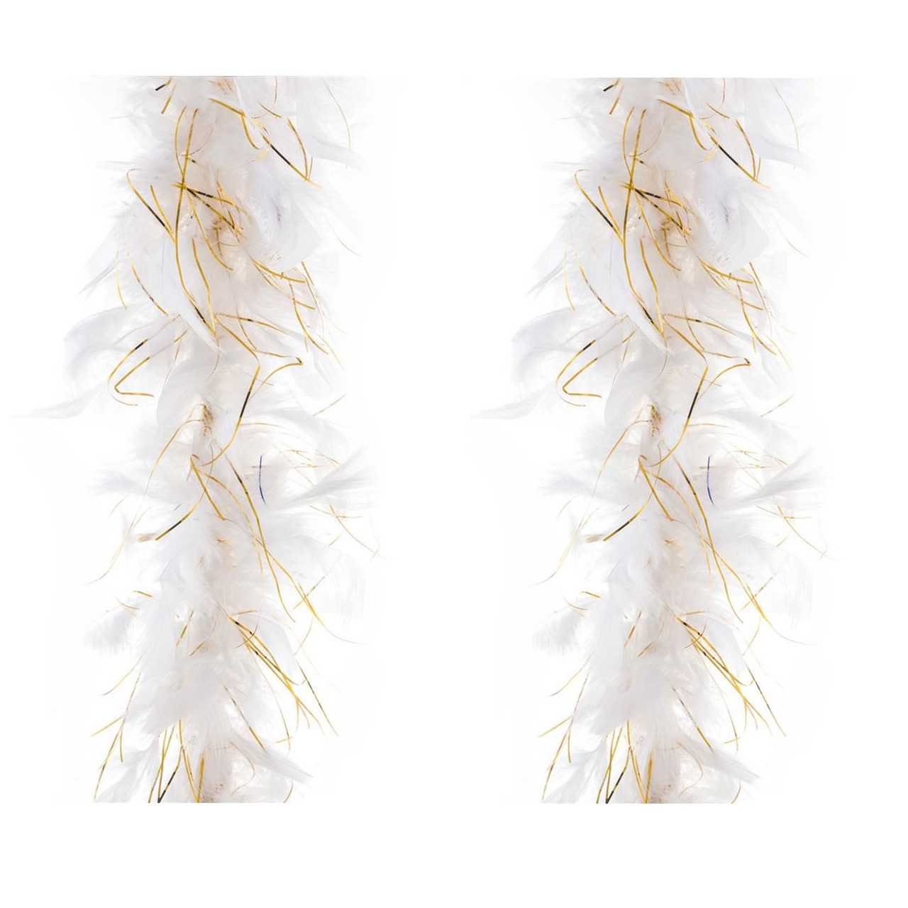 Boa kerstslingers - 2x st - wit/goud - 200 cm - kerstboomversiering -