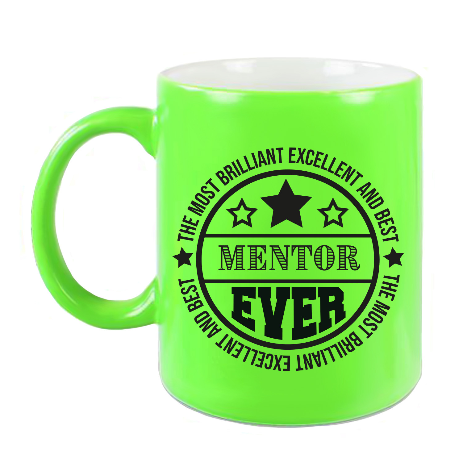 Cadeau koffie/thee mok voor mentor - beste mentor - groen - 300 ml - juf/meester -