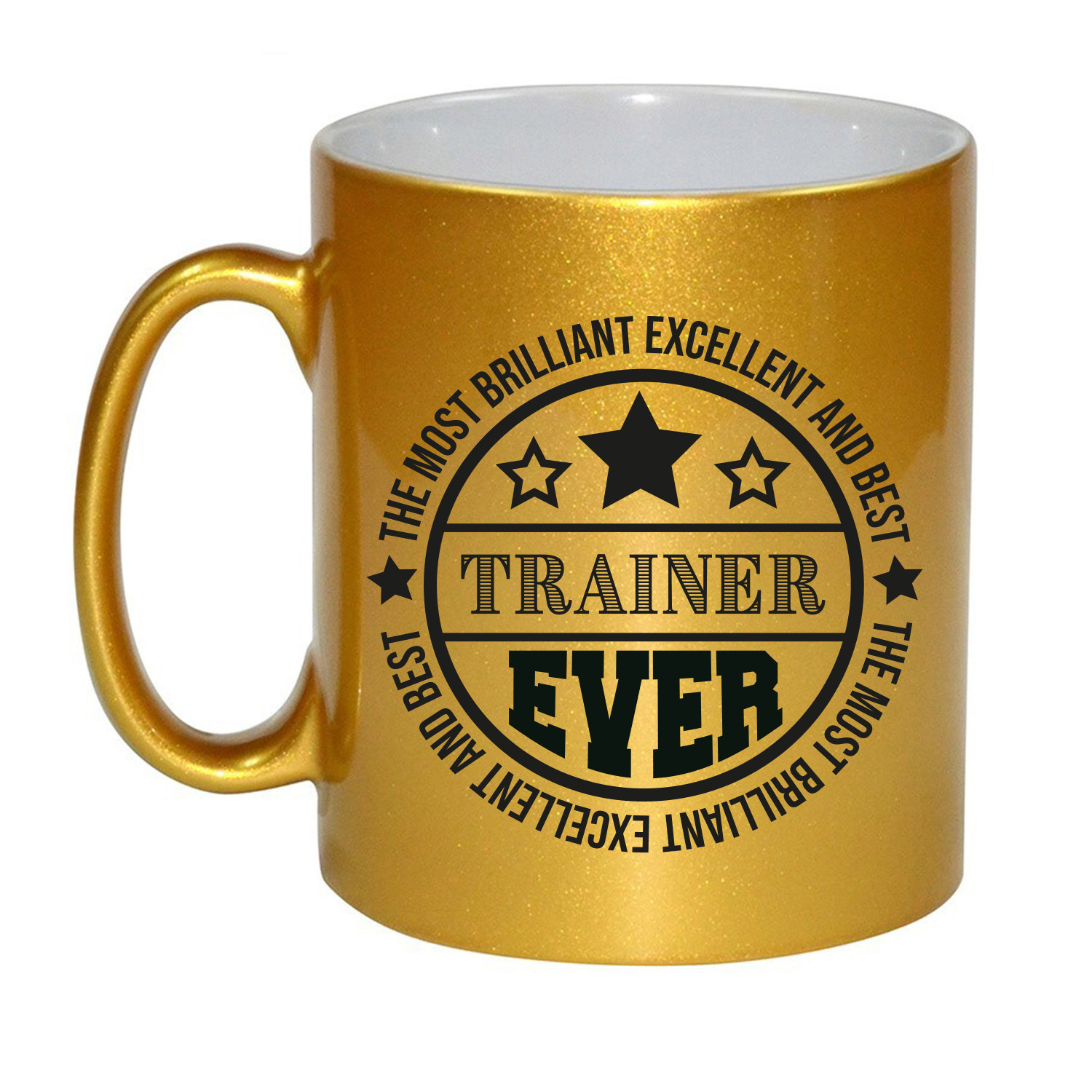 Cadeau koffie/thee mok voor trainer/coach - beste trainer - goud - 300 ml -