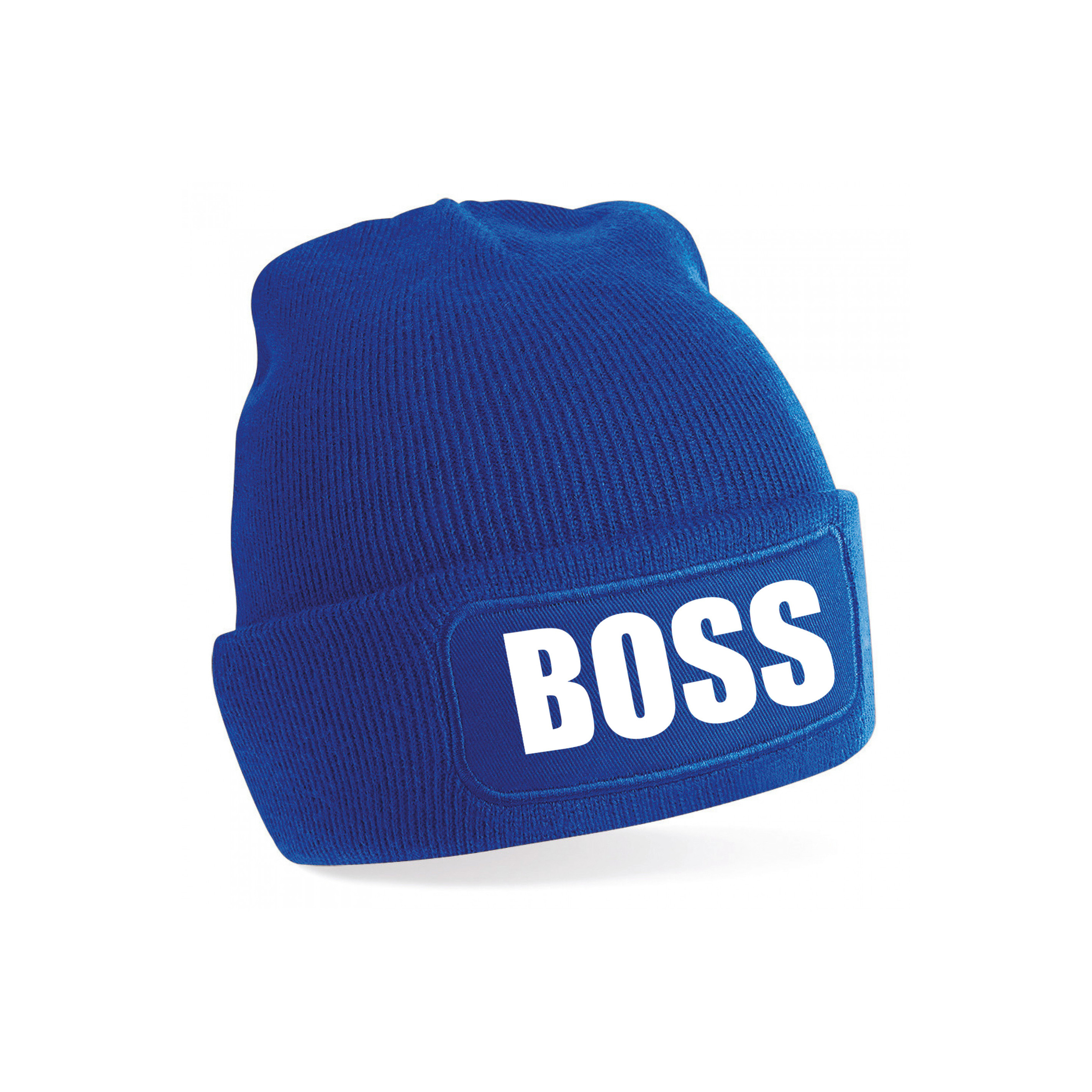 Baas muts voor volwassenen - blauw - boss/baas - wintermuts - beanie - one size - unisex One size -