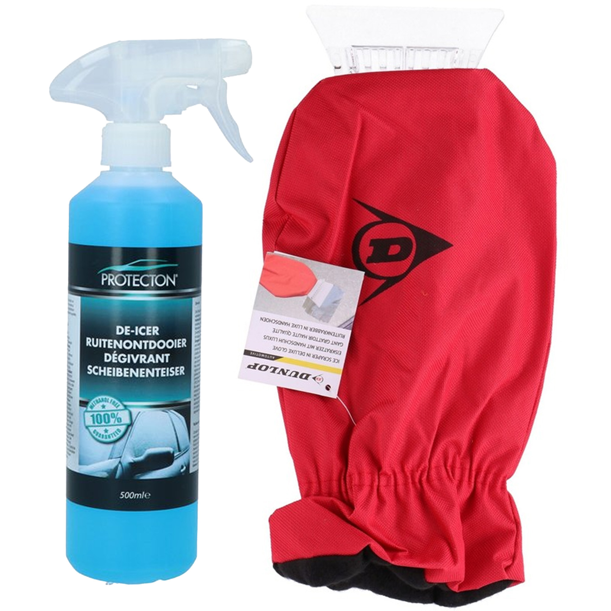 Ijskrabber met antivries spray voor auto - 500 ml - handschoen - ruitenontdooier -