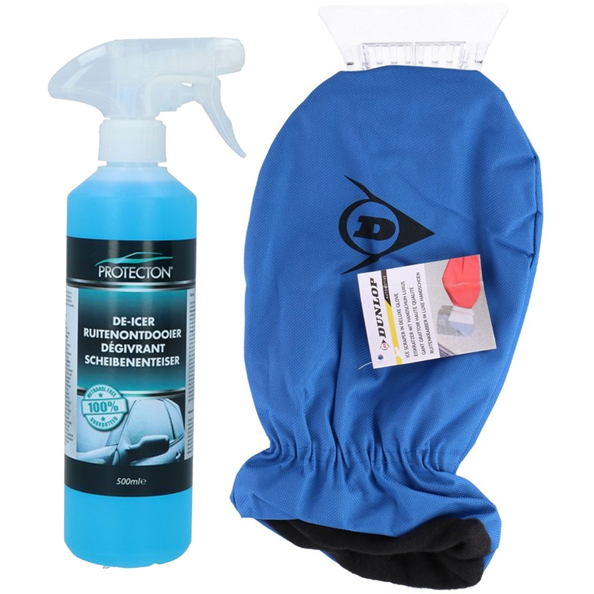 Ijskrabber met antivries spray voor auto - 500 ml - handschoen - ruitenontdooier -