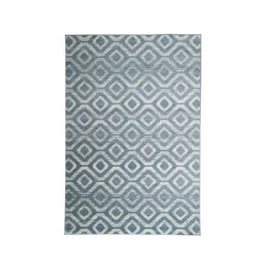 Vloerkleed Florence blokken - grijs/wit - 200x290 cm - Leen Bakker