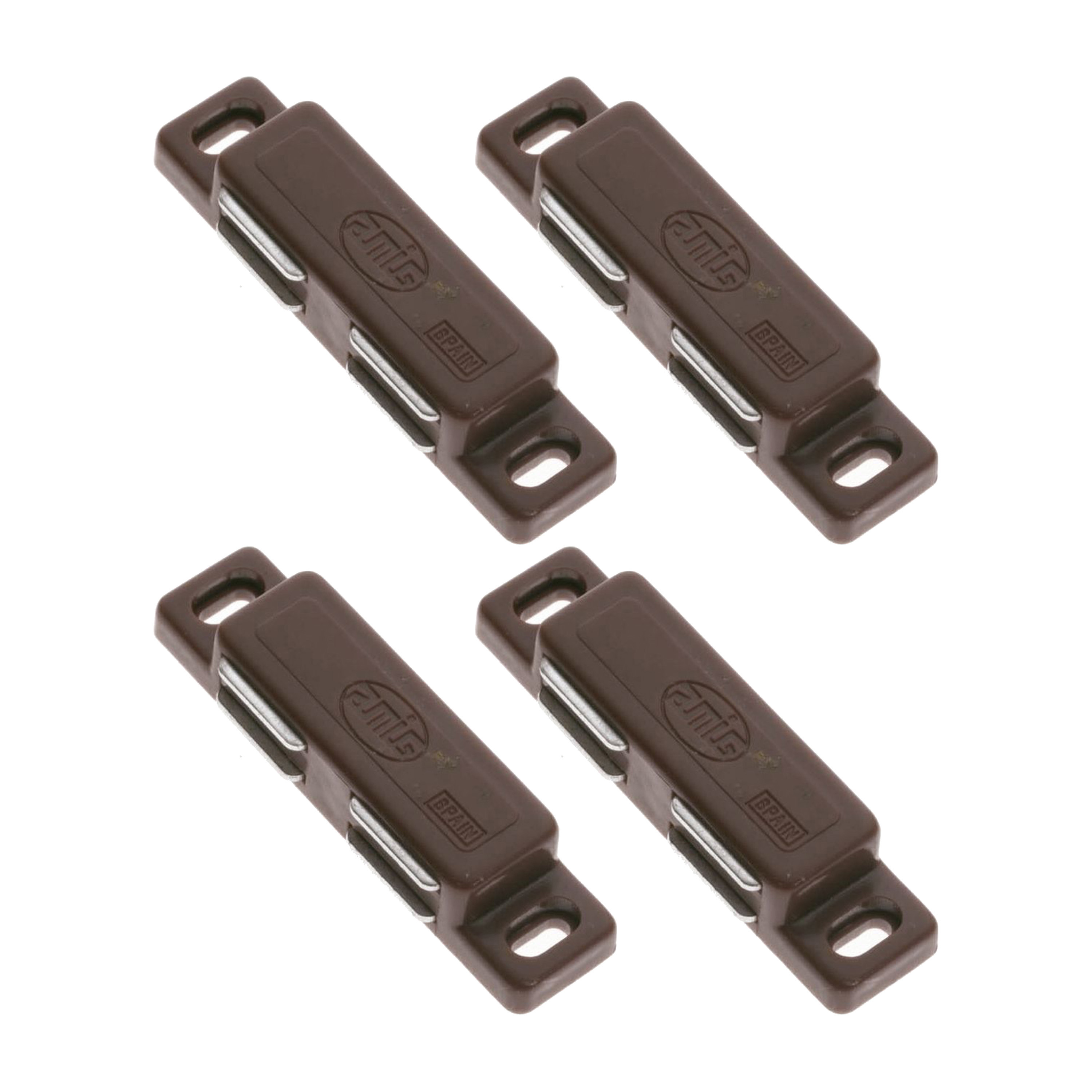 AMIG magneetsnapper/deurmagneet - 4 stuks - bruin - 7.6 x 1.8 x 1.4 cm - 6 kg -