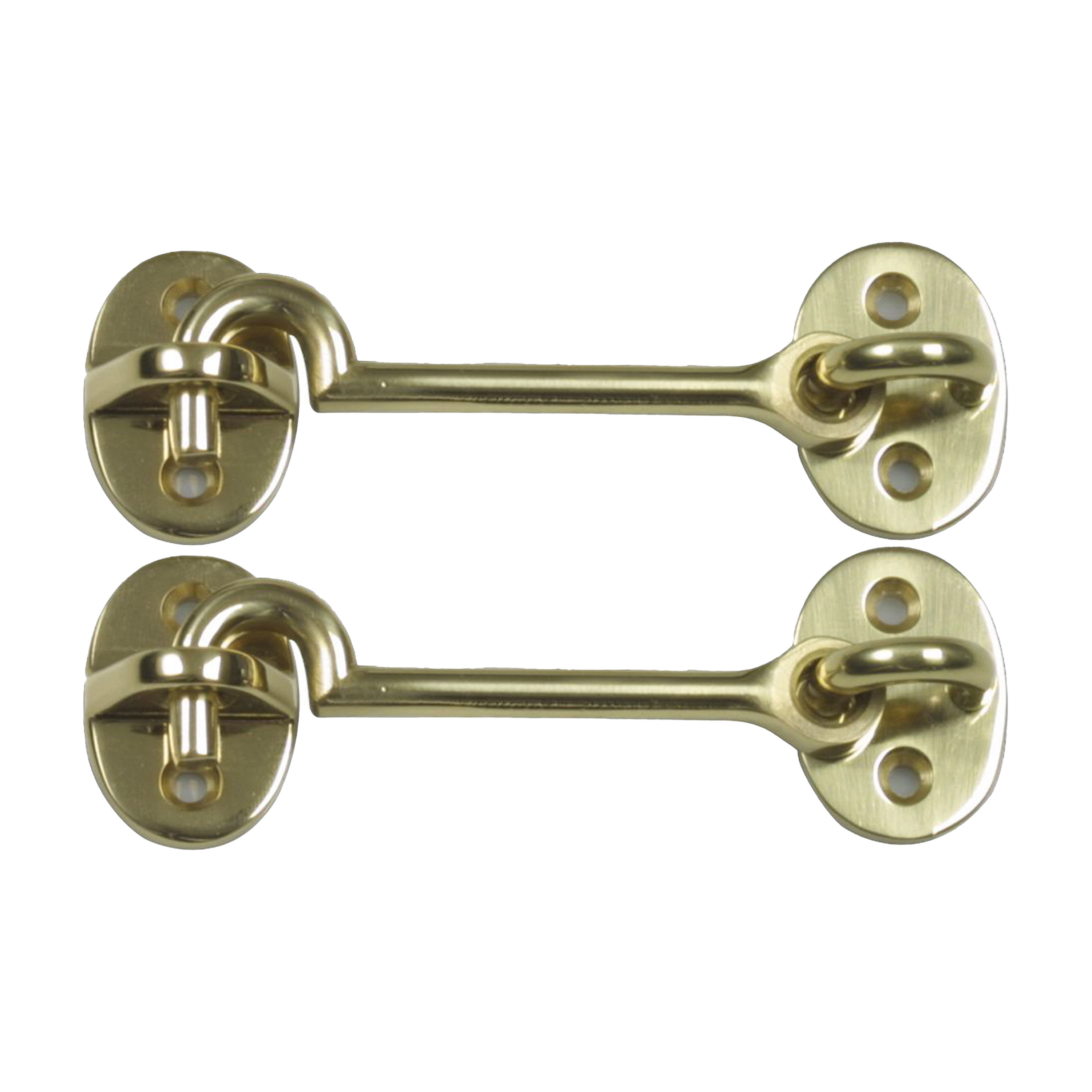 AMIG windhaak / windhaken - 2x - messing - goudkleur - L7.5 cm - D5 mm - met schroefoog -