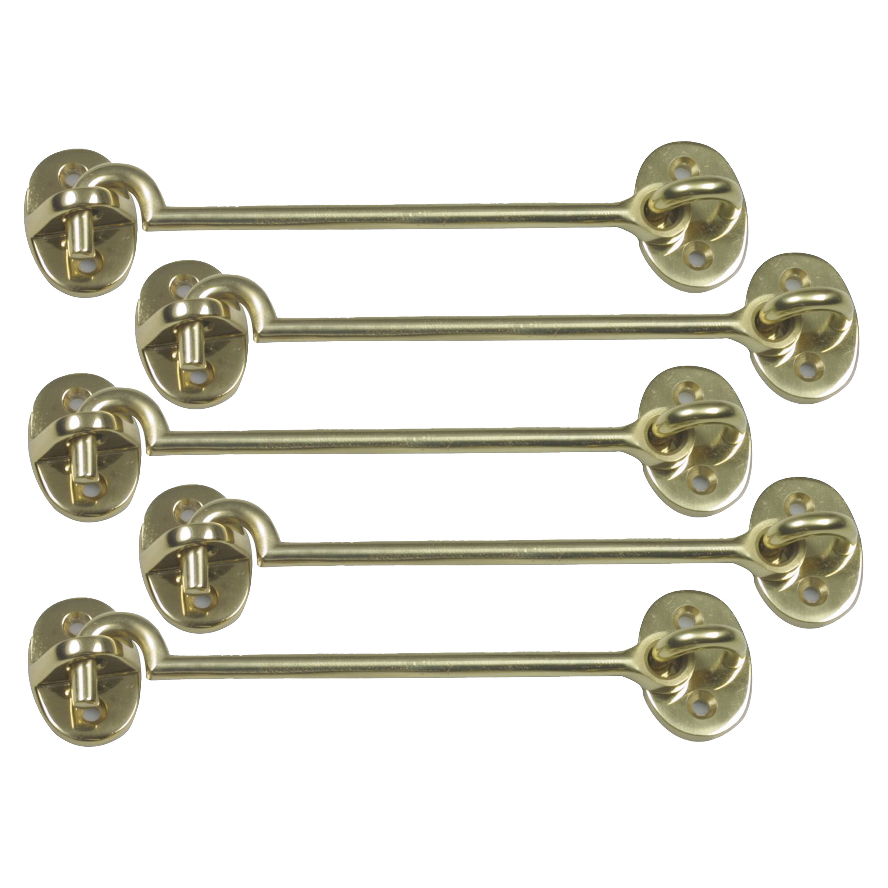 AMIG windhaak / windhaken - 5x - messing - goudkleur - L12.5 cm - D5 mm - met schroefoog -