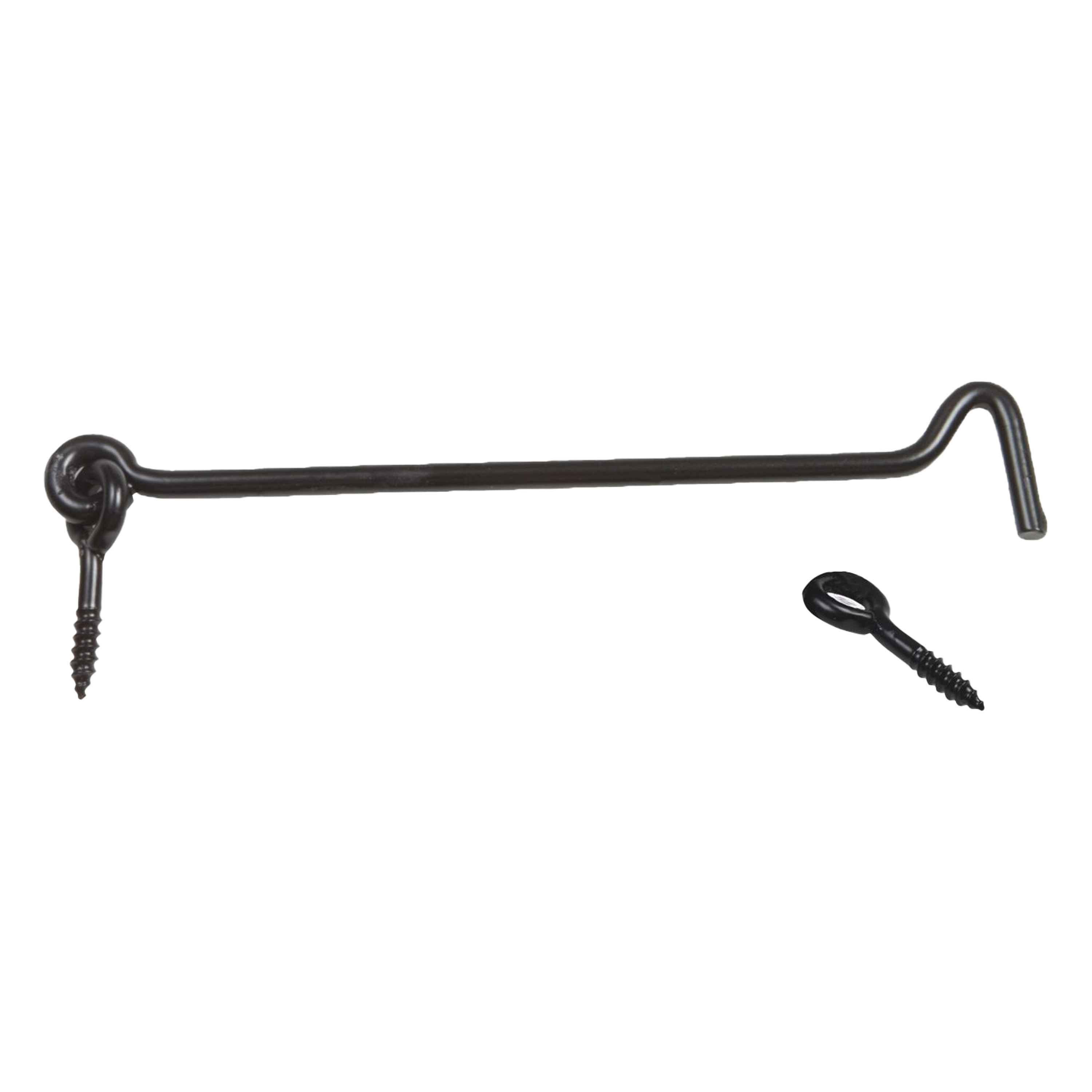 AMIG windhaak / windhaken - 2x - staal - zwart - L20 cm - D6 mm - met schroefoog -