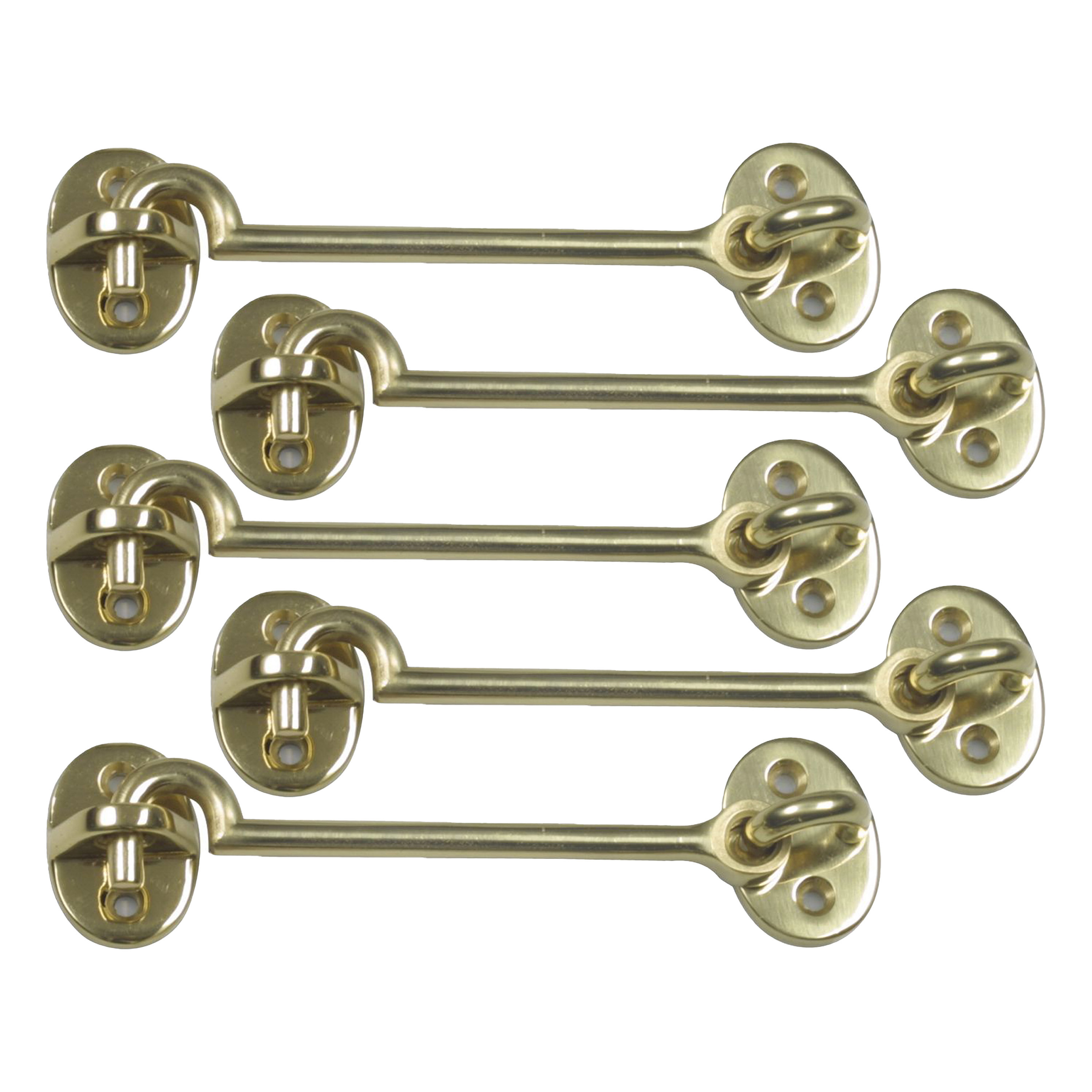 AMIG windhaak / windhaken - 5x - messing - goudkleur - L10 cm - D5 mm - met schroefoog -