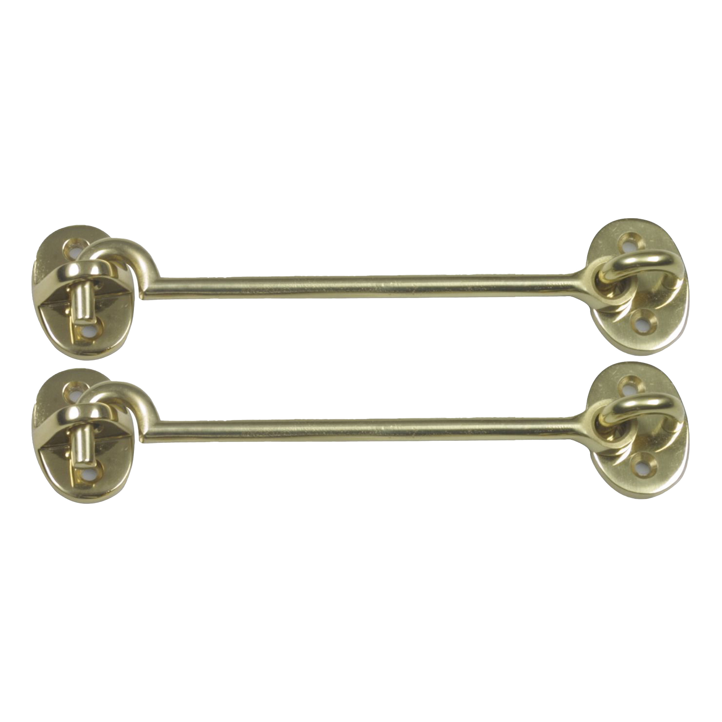 AMIG windhaak / windhaken - 2x - messing - goudkleur - L12.5 cm - D5 mm - met schroefoog -