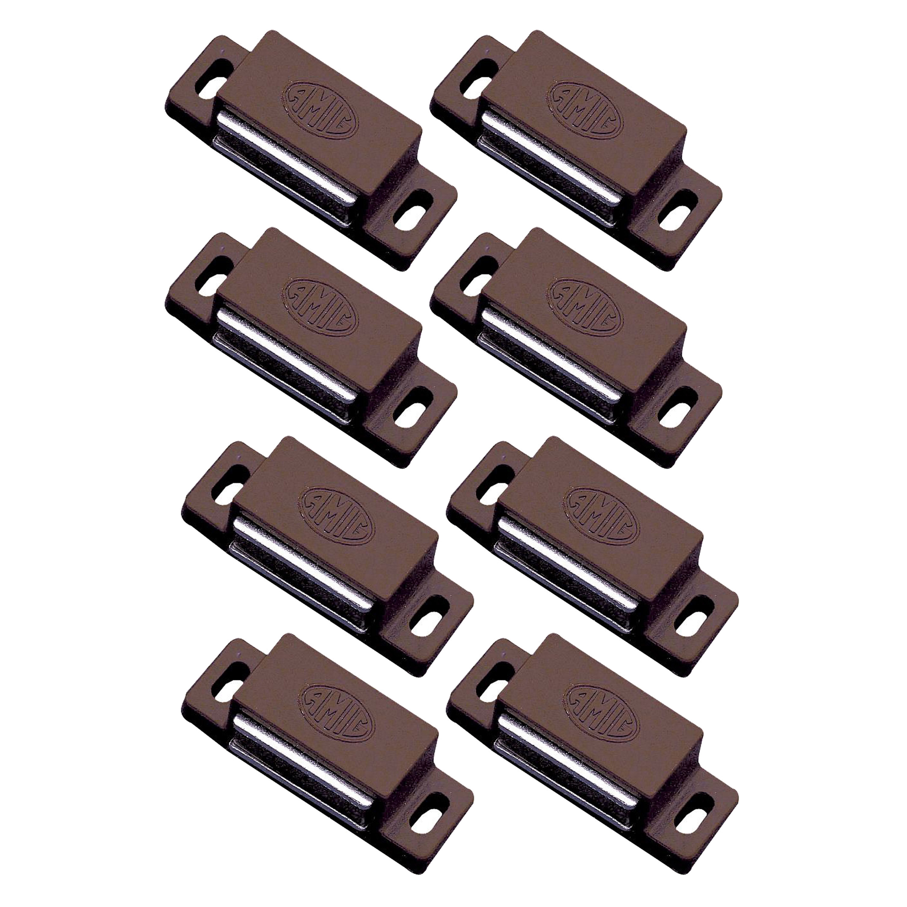 AMIG magneetsnapper/deurmagneet - 8 stuks - bruin - 4.3 x 1.45 x 1,2 cm - 3 kg -