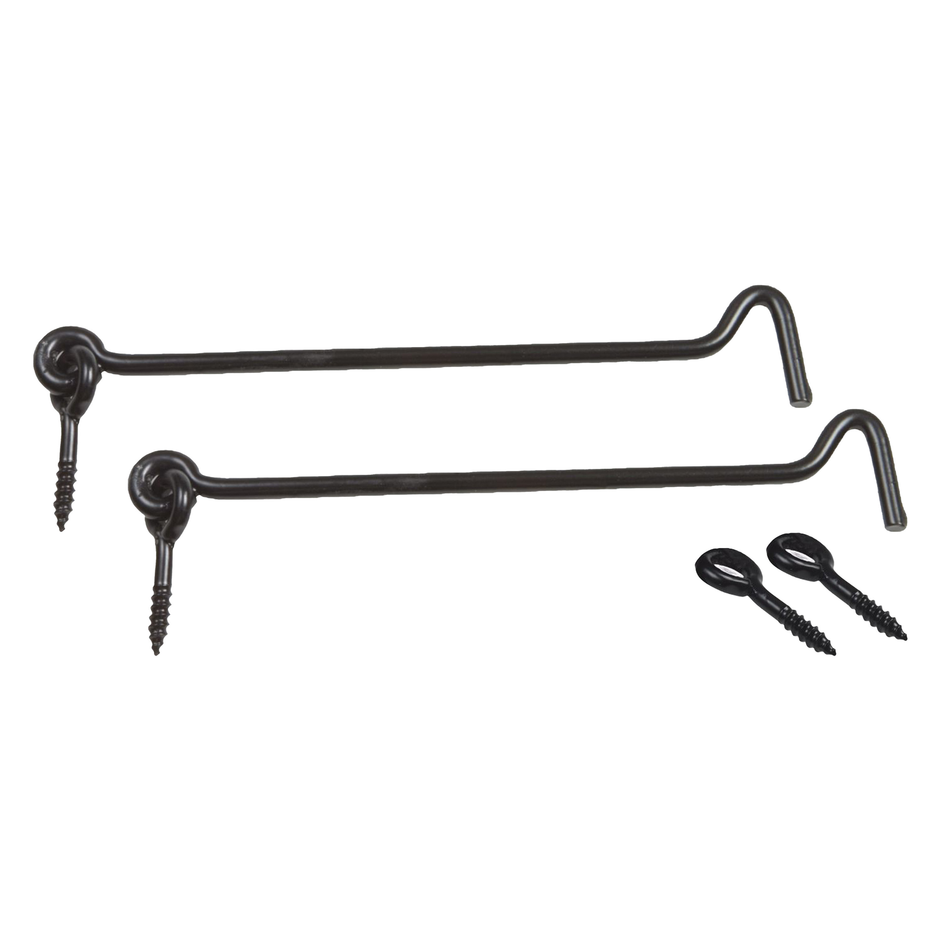 AMIG windhaak / windhaken - 2x - staal - zwart - L15 cm - D6 mm - met schroefoog -