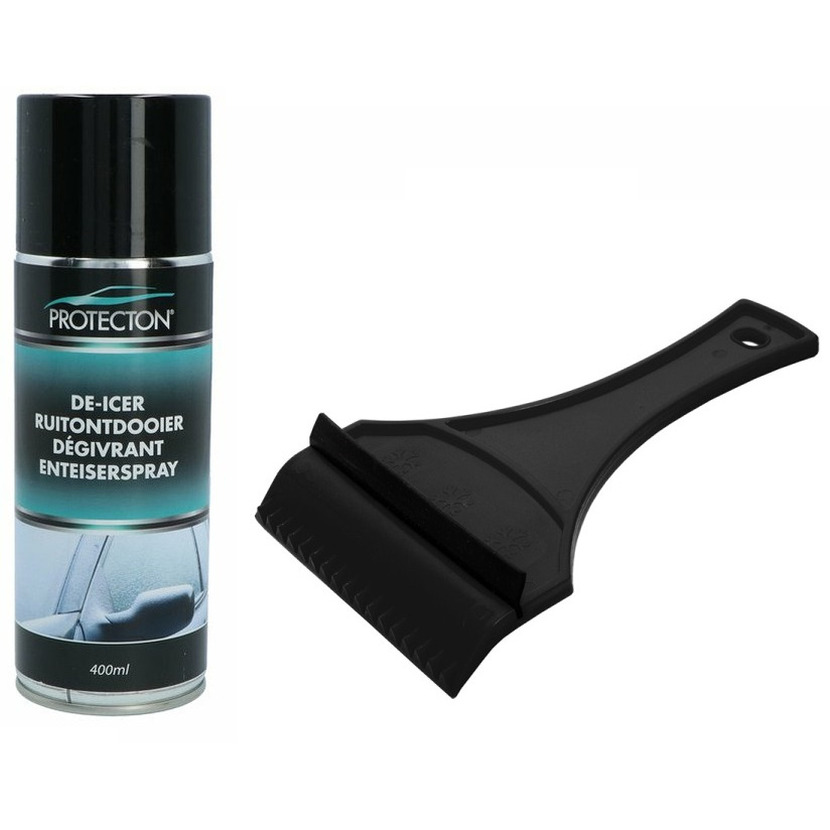 Ruitenontdooier spray - voor auto - 400 ml - antivries sprays - winter/vorst - incl. ijskrabber -