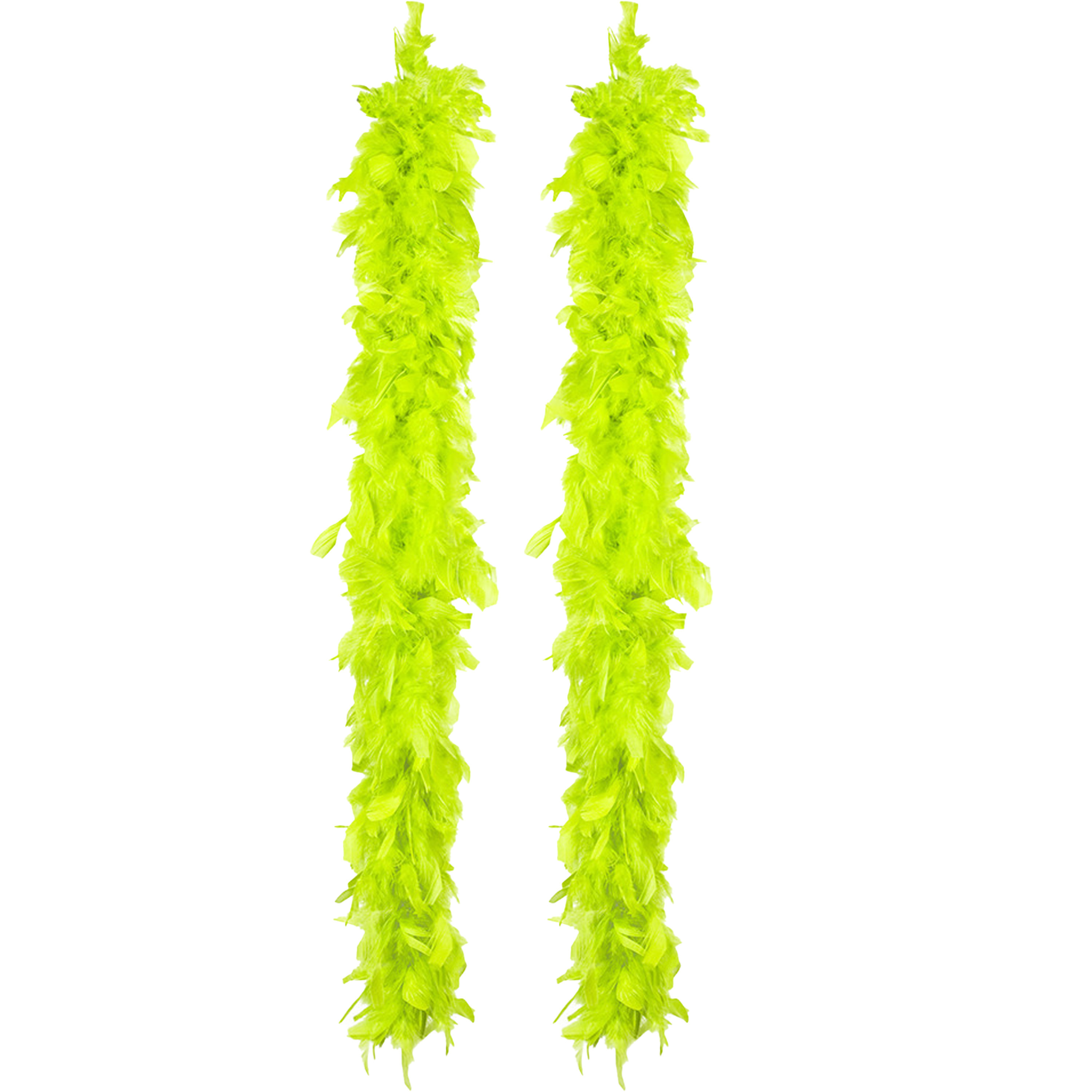 Boa kerstslingers met veren - 2x st- neon groen - 180 cm - 50 gram - kerstversiering -