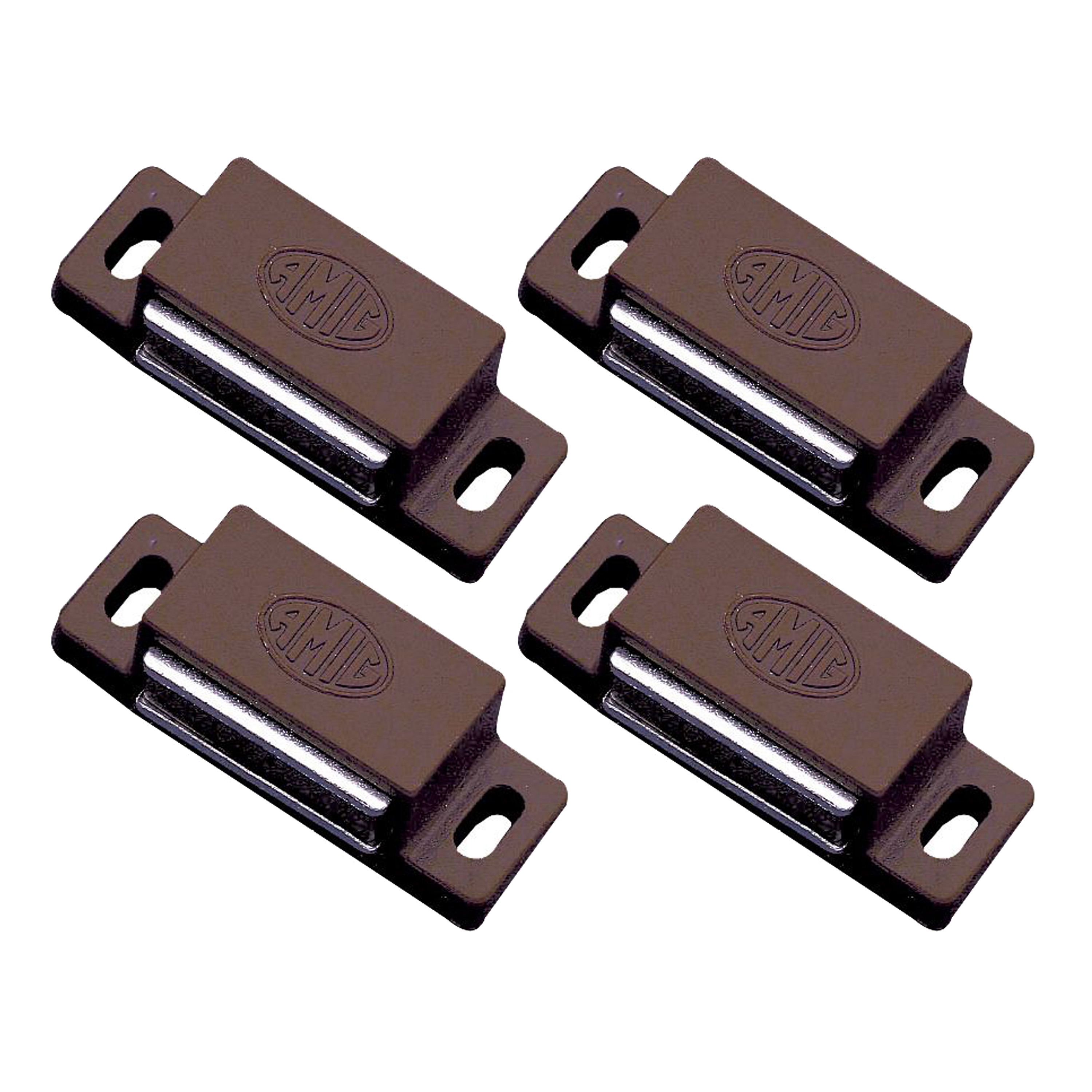 AMIG magneetsnapper/deurmagneet - 4 stuks - bruin - 4.3 x 1.45 x 1,2 cm - 3 kg -