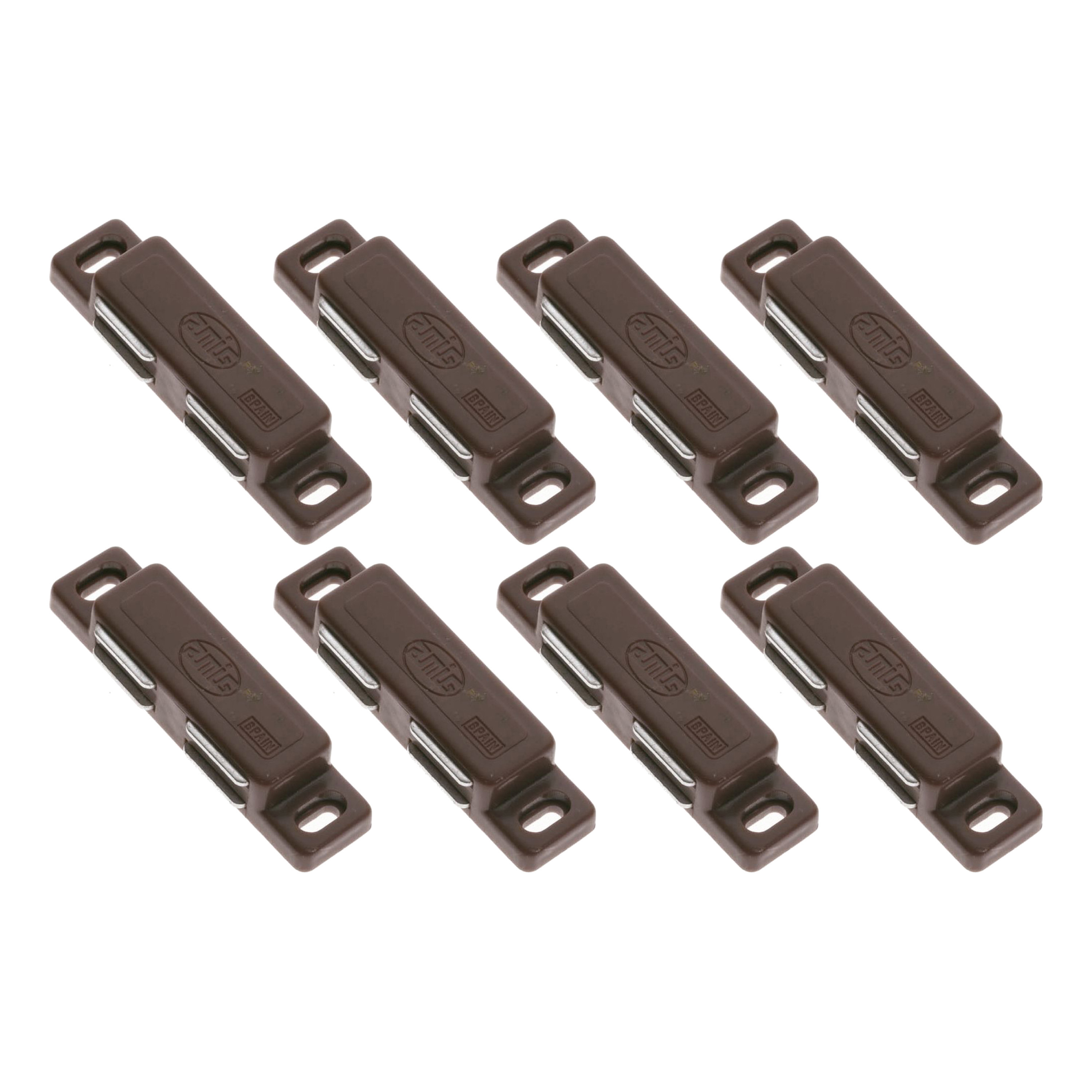 AMIG magneetsnapper/deurmagneet - 8 stuks - bruin - 7.6 x 1.8 x 1.4 cm - 6 kg -