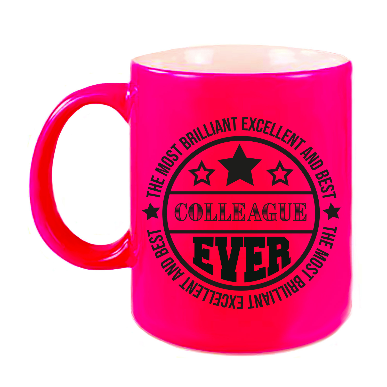 Cadeau koffie/thee mok voor collega - beste collega - roze - 300 ml -