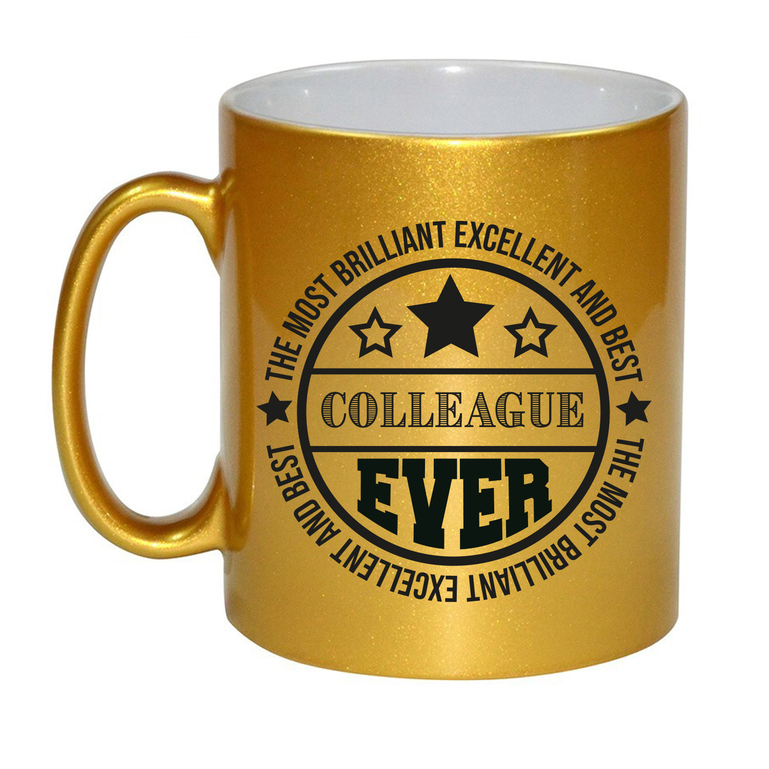 Cadeau koffie/thee mok voor collega - beste collega - goud - 300 ml -