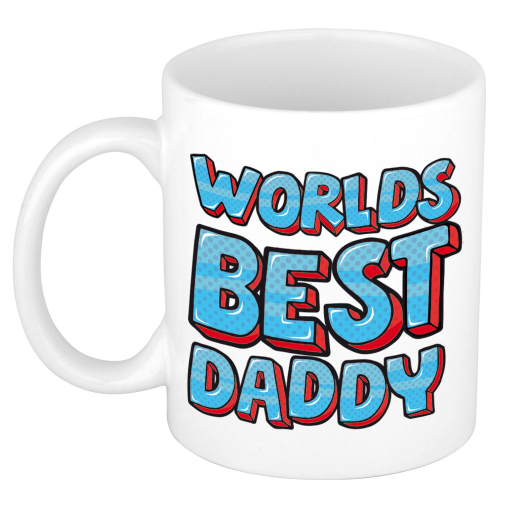 Cadeau koffie/thee mok voor papa - beste papa - blauw - 300 ml - vaderdag -