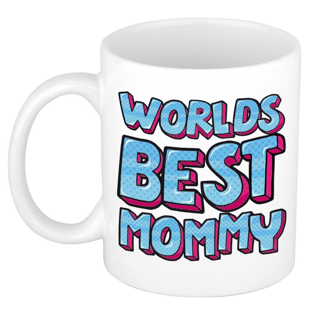Cadeau koffie/thee mok voor mama - beste mama - blauw - 300 ml - moederdag -