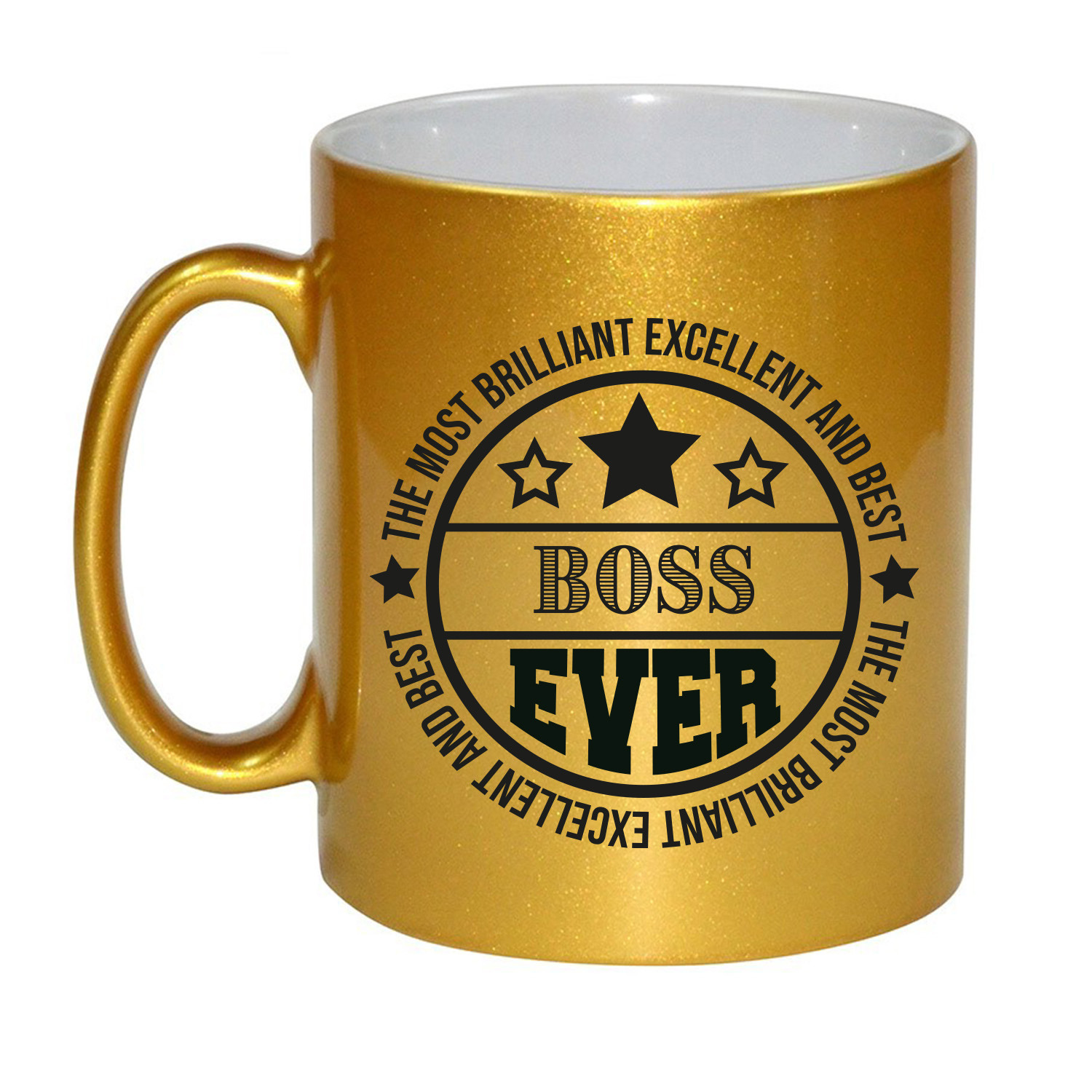 Cadeau koffie/thee mok voor baas - beste baas - goud - 300 ml -