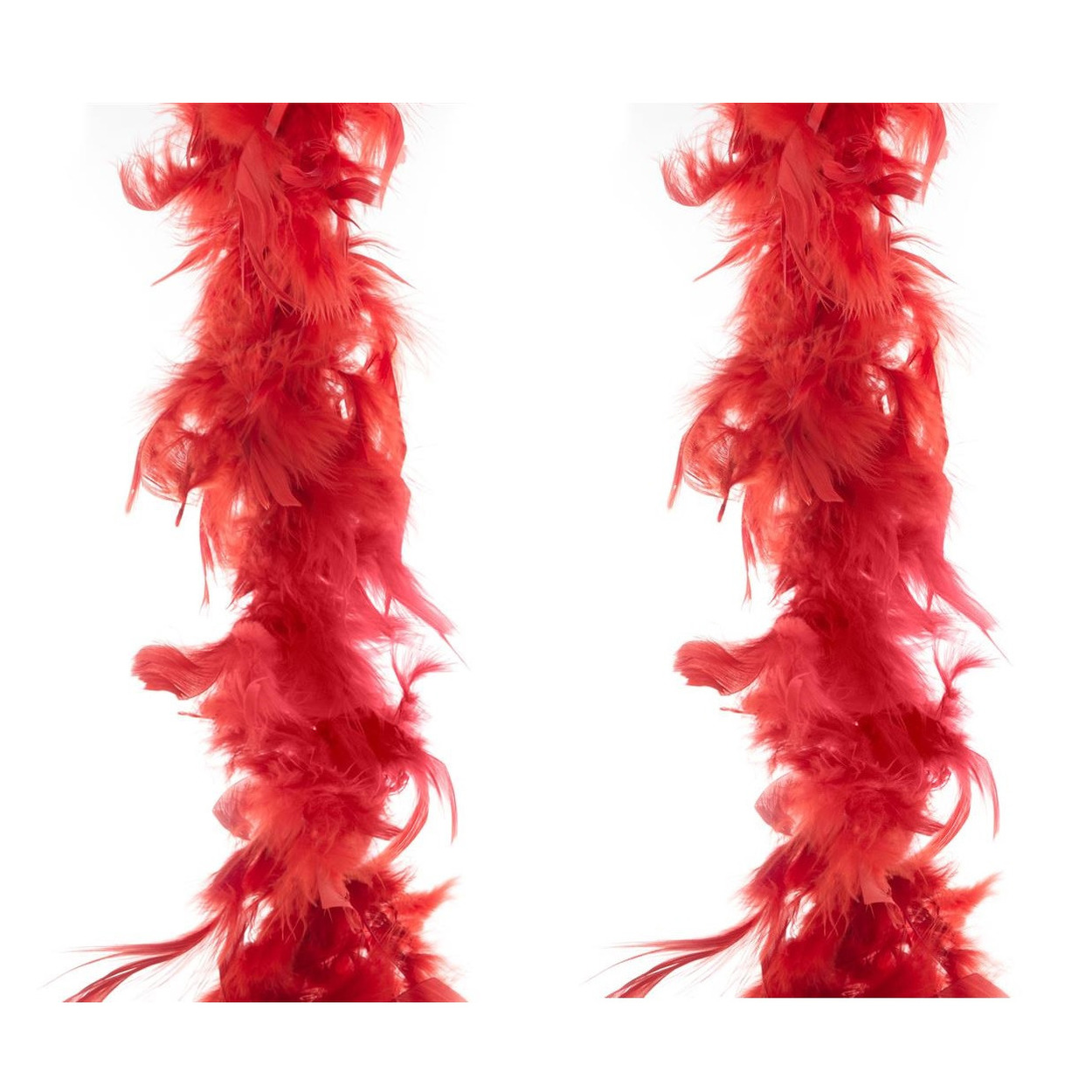 Boa kerstslingers - 2x st - veren - rood - 200 cm - kerstversiering -