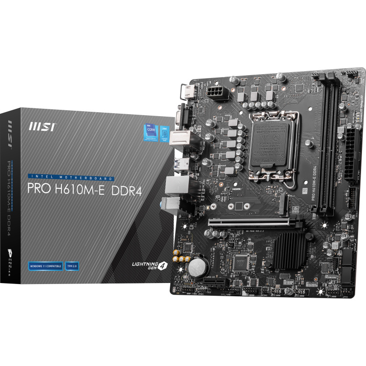 MSI PRO H610M-E DDR4 moederbord Gb-LAN, Sound, µATX