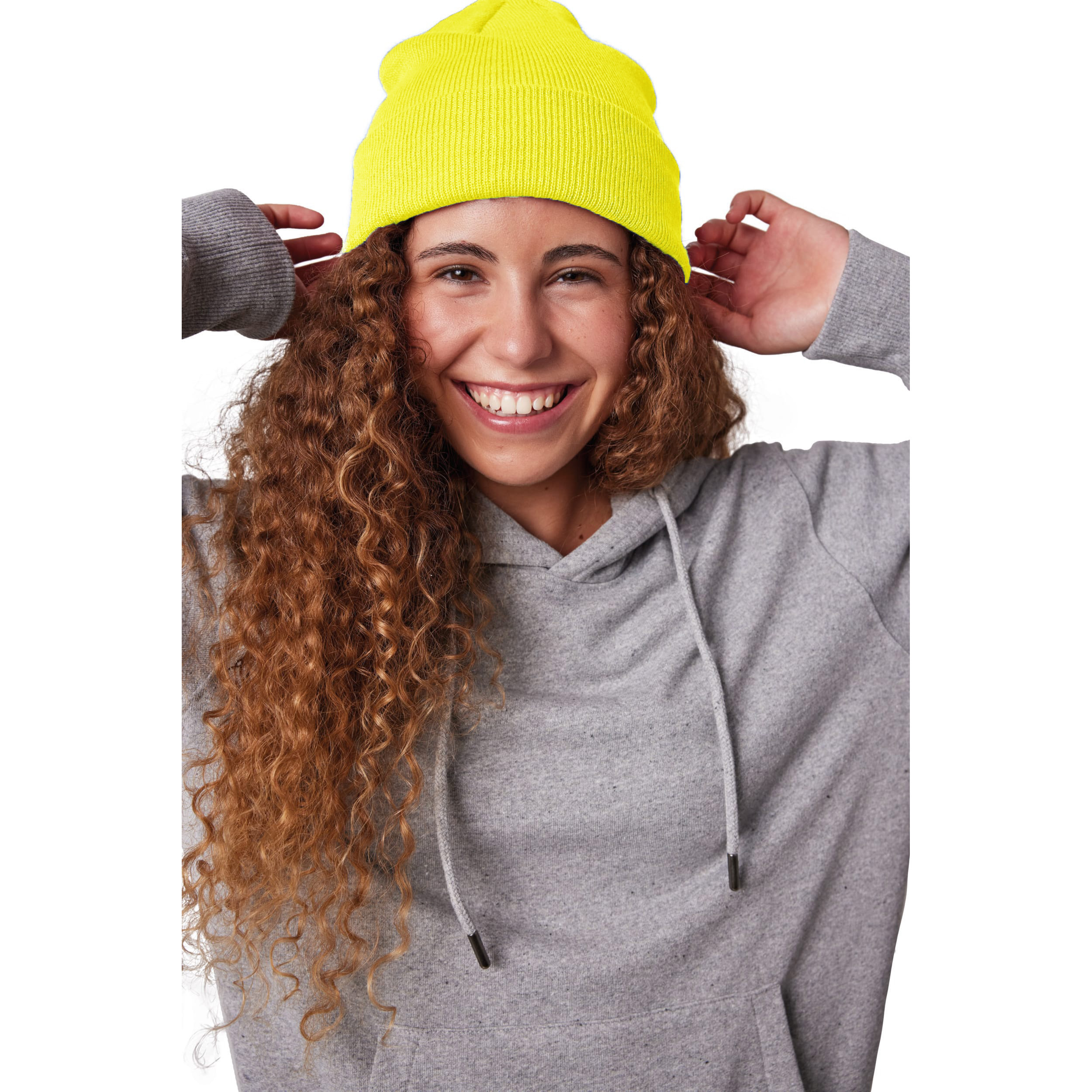 Wintermuts Beanie Yukon - fluor geel - heren/dames - sterk/zacht/licht gebreid 100% Acryl One size -