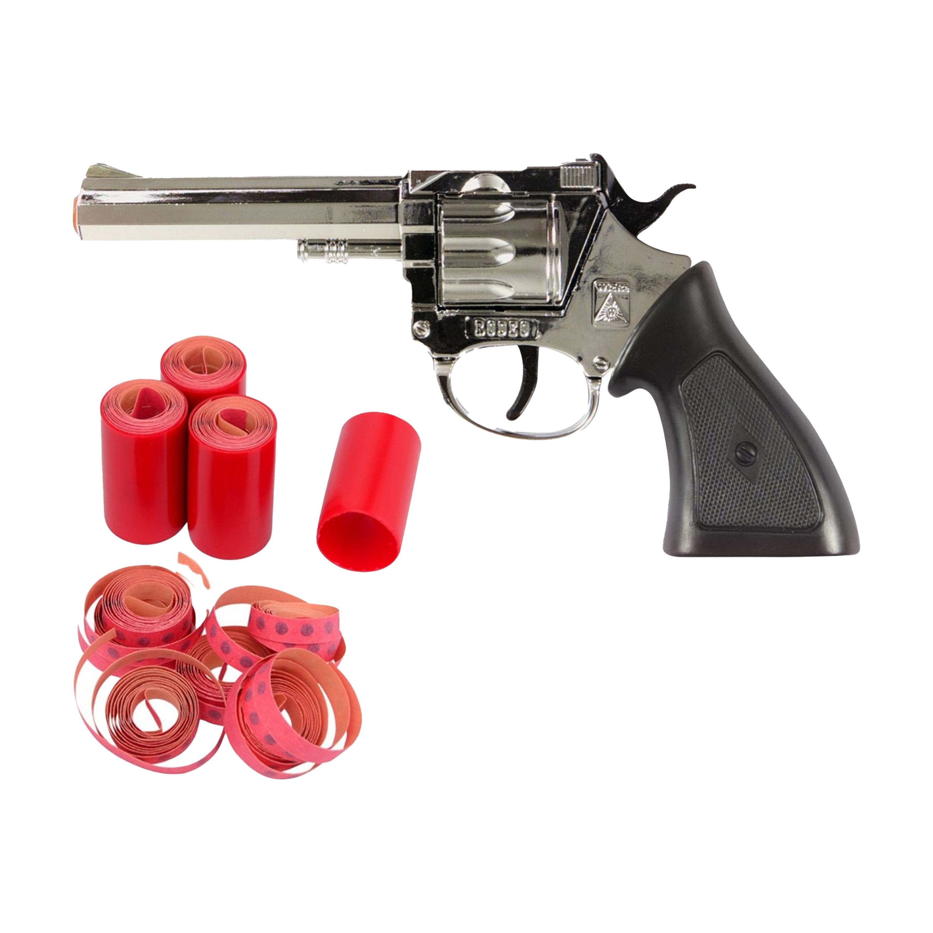 Cowboy speelgoed revolver/pistool - metaal - 100 schots platte plaffertjes - met 2400 shots set -