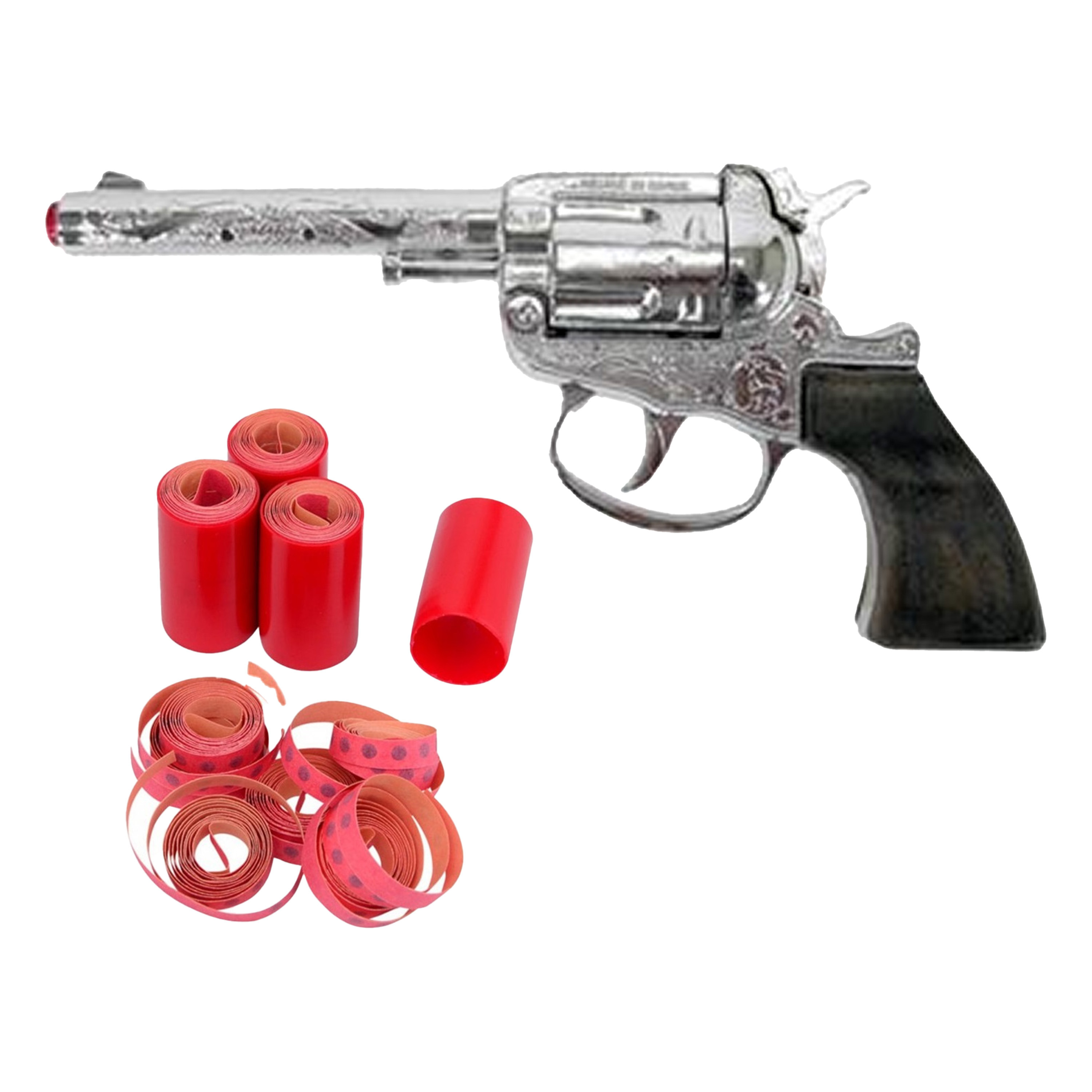 Cowboy speelgoed revolver/pistool - metaal - 100 schots platte plaffertjes - met 2400 shots set -