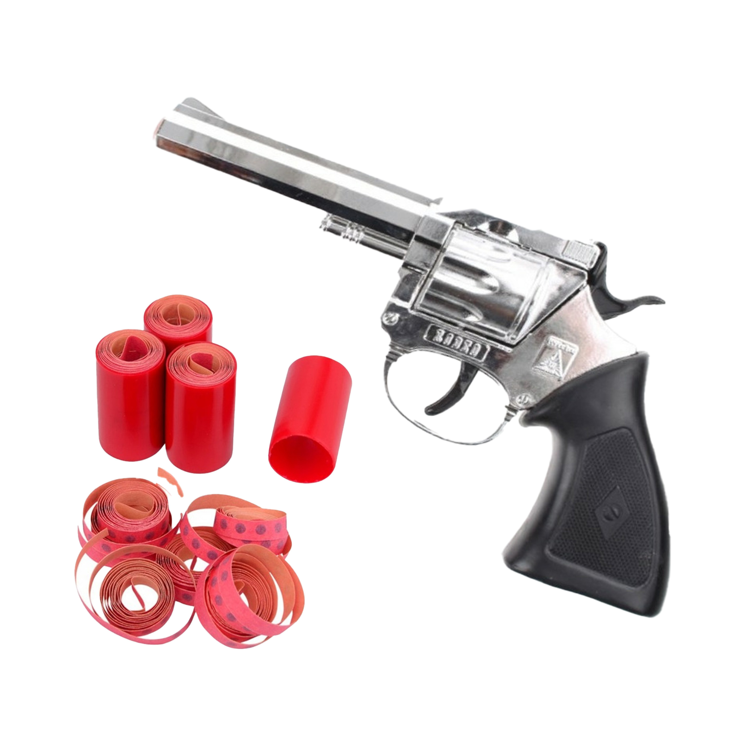Cowboy speelgoed revolver/pistool - metaal - 100 schots platte plaffertjes - met 2400 shots set -