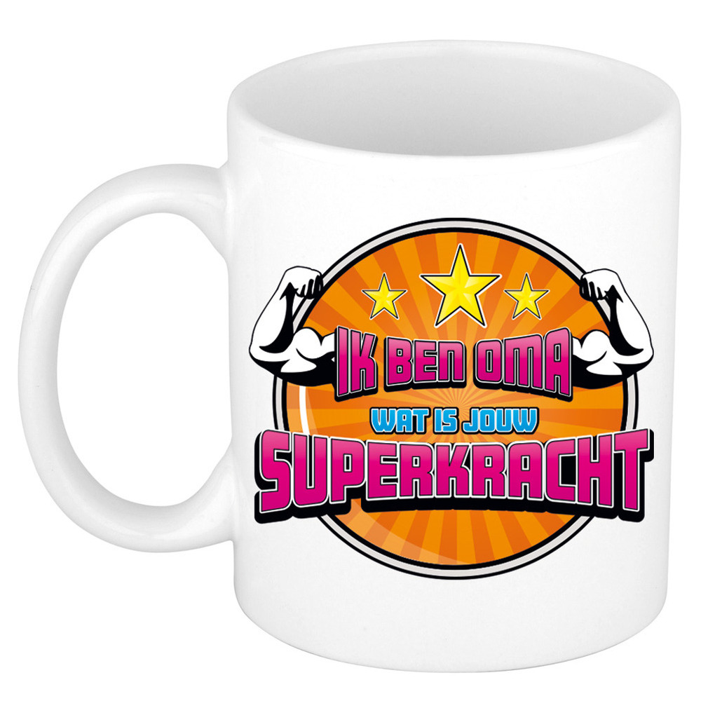 Cadeau koffie/thee mok voor oma - geweldige oma - oranje - keramiek - 300 ml -