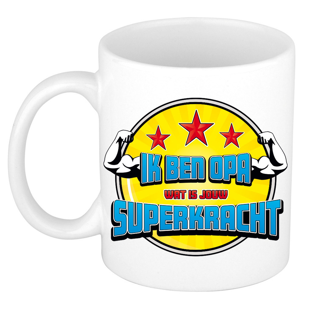 Cadeau koffie/thee mok voor opa - geel - keramiek - 300 ml -