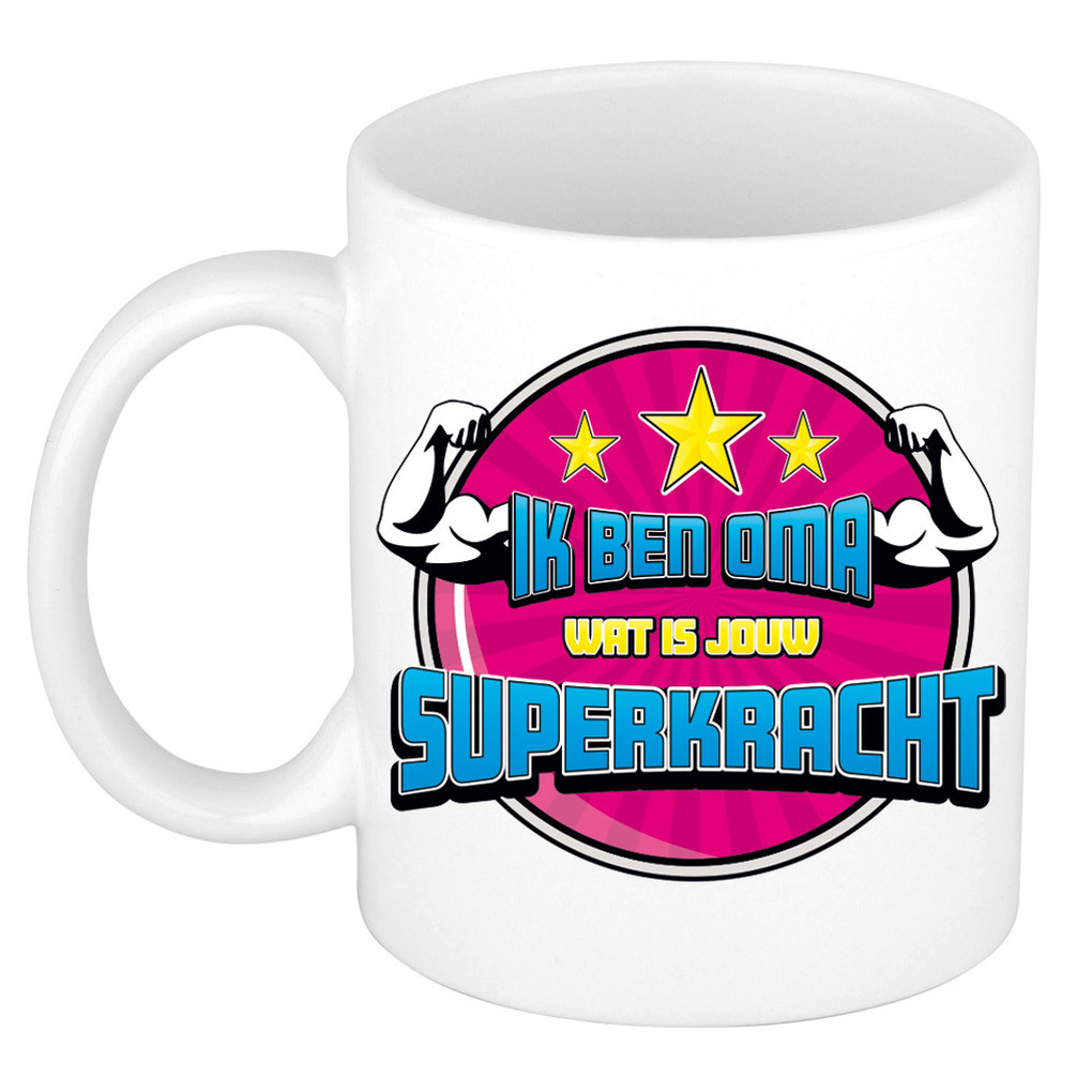 Cadeau koffie/thee mok voor oma - geweldige oma - roze - keramiek - 300 ml -