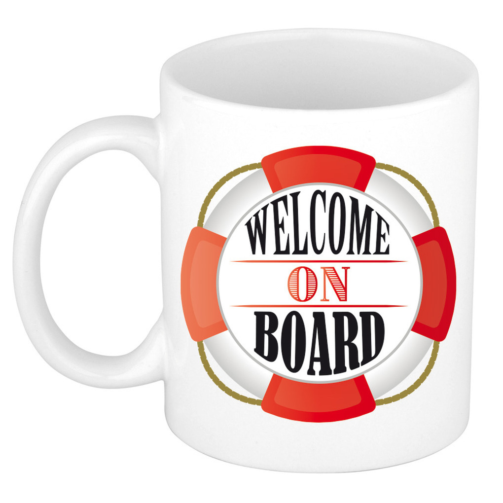 Cadeau koffie/thee mok voor nieuwe collega - welkom - rood - 300 ml -