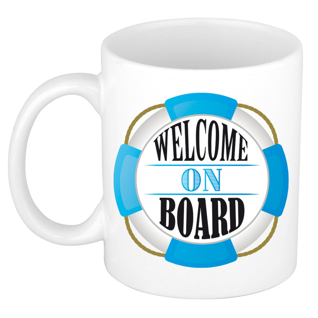 Cadeau koffie/thee mok voor nieuwe collega - welkom - blauw - 300 ml -