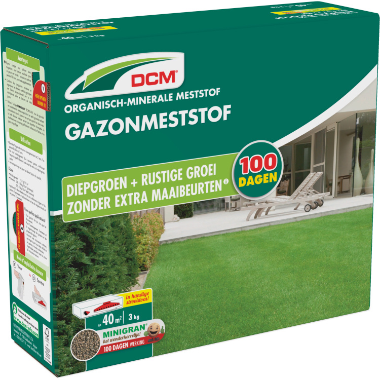 DCM Gazonmeststof 3 kg meststof Tot 40 m²