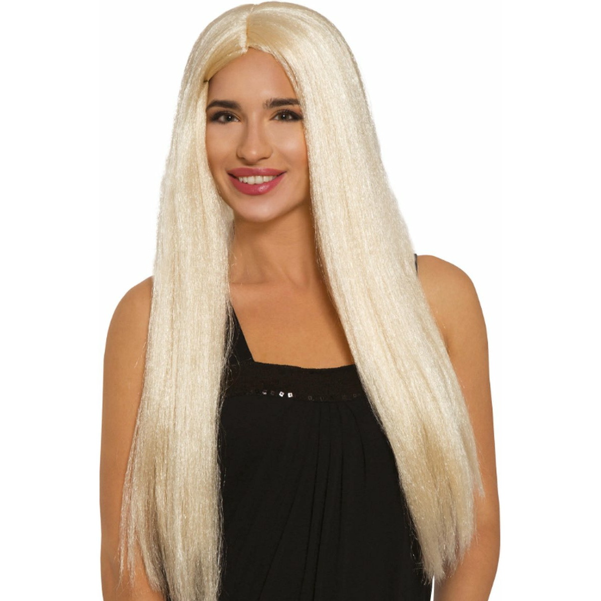 Carnaval verkleed pruik lang haar - blond - voor dames - one size -
