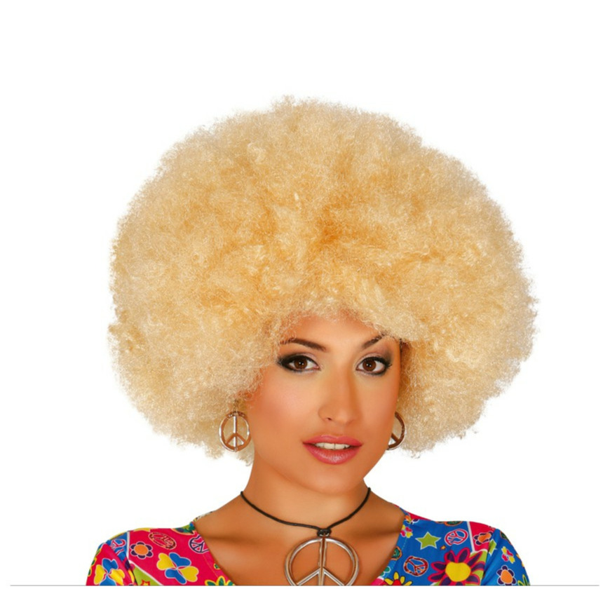 Verkleed pruik afro/hippie - blond - voor volwassenen - one size -