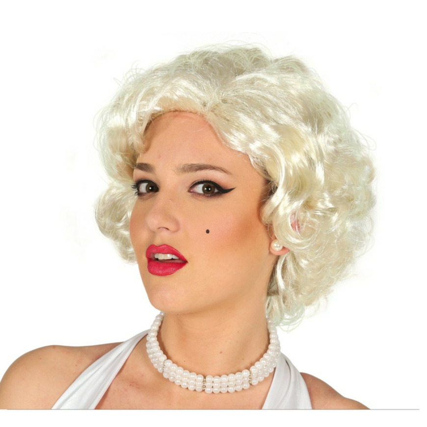 Verkleedpruik voor dames - kort blond - sexy filmster Marilyn - jaren 50 -