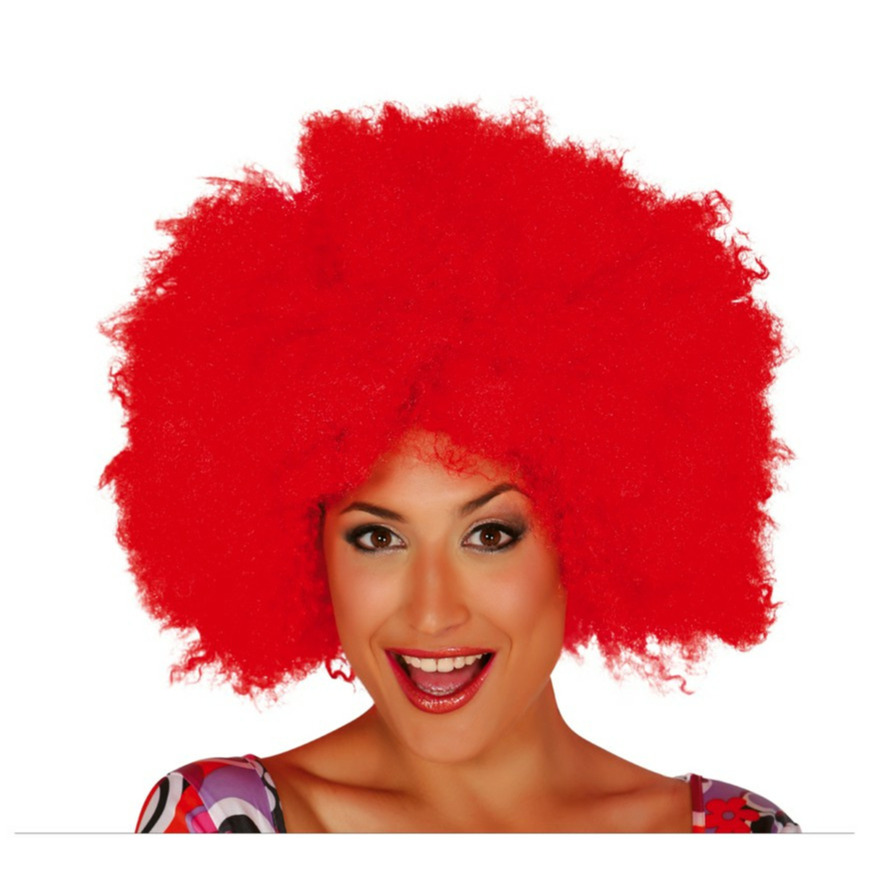 Verkleed pruik afro/hippie - rood - voor volwassenen - one size -