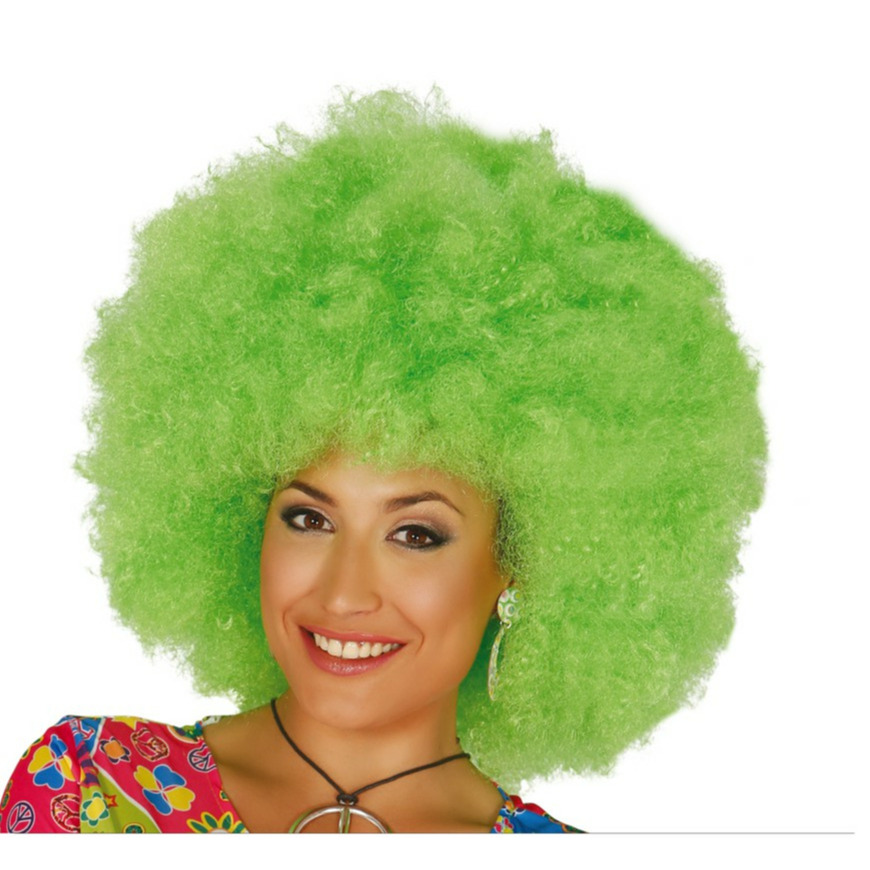 Verkleed pruik afro/hippie - groen - voor volwassenen - one size -