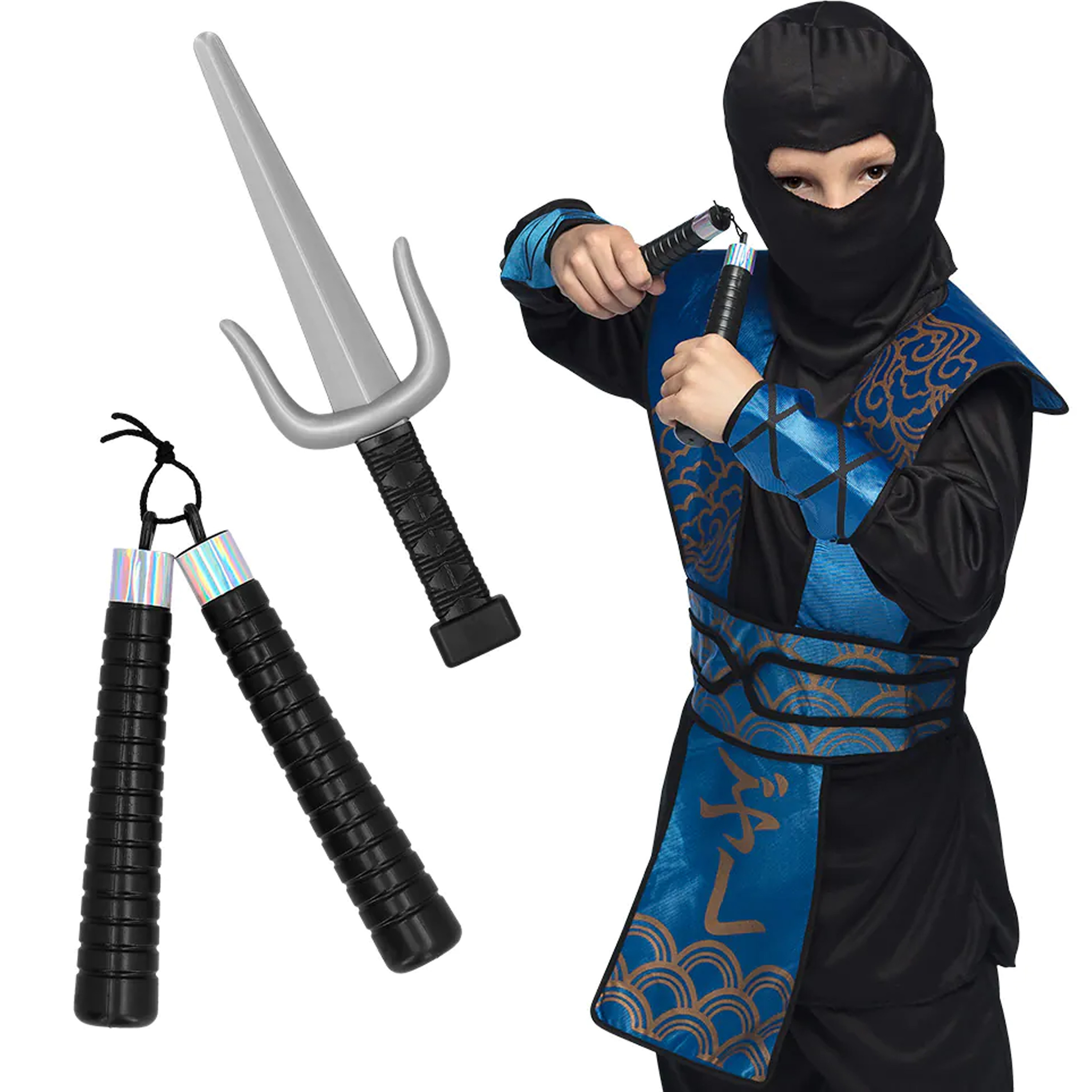 Verkleed speelgoed Ninja uitrusting wapens set - 2 stuks - kunststof - voor kinderen/volwassenen -